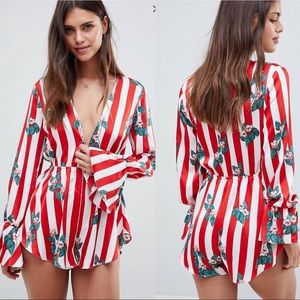 🌹BRAND NEW🌹 Floral Striped Romper Christmas Jammies